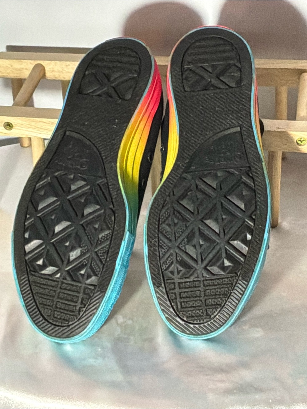 🌙✨Converse Black Canvas Low Top Sneakers with Rainbow Gradient Sole - Picture 4 of 9